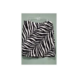 Talbots Woman Fully‎ Lined Zebra Stripe Knee Length Skirt, Blk/Wht, Sz 16W